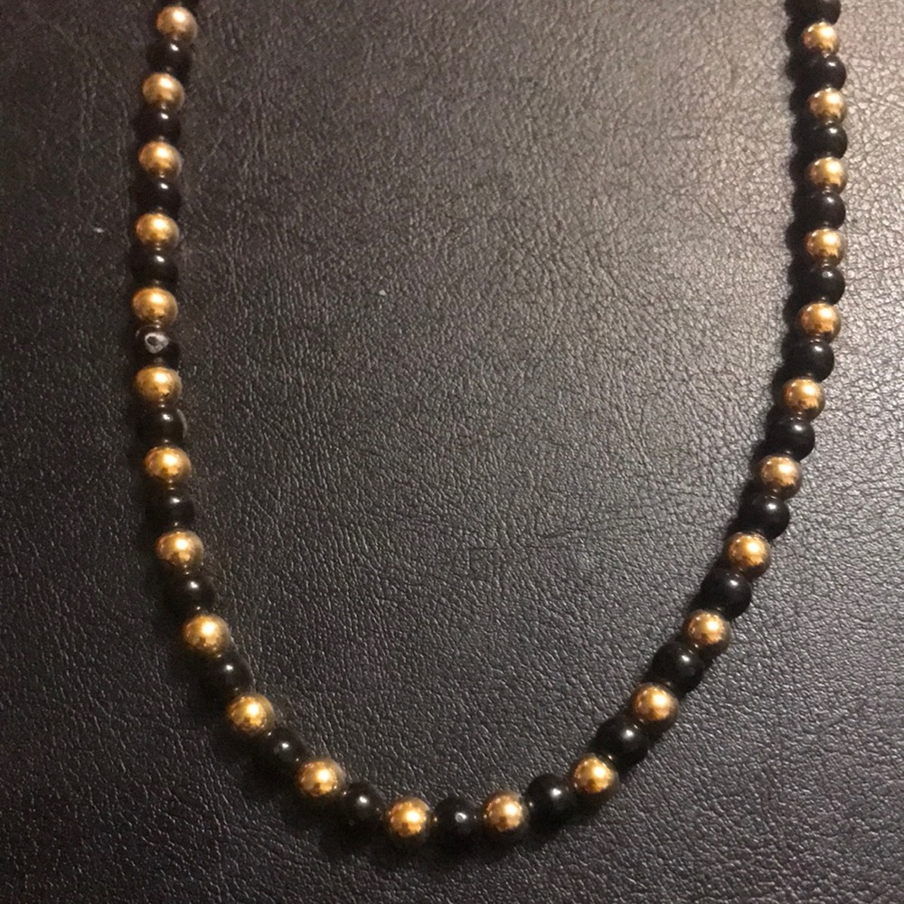 Black & Gold metal beaded magnetic closure necklace